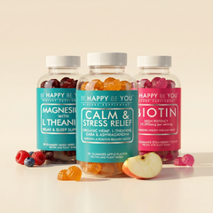 Best Sellers Trio: Magnesium, Ashwagandha, and Biotin gummy bottles