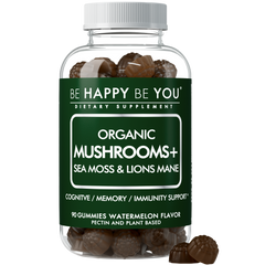Lions Mane & Sea Moss Gummies - Organic 6-Mushroom Blend, Watermelon