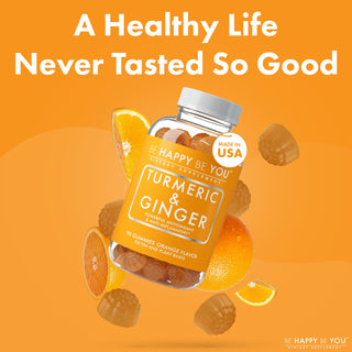 Turmeric & Ginger Gummies - Daily Wellness with Curcumin | Be Happy Be You